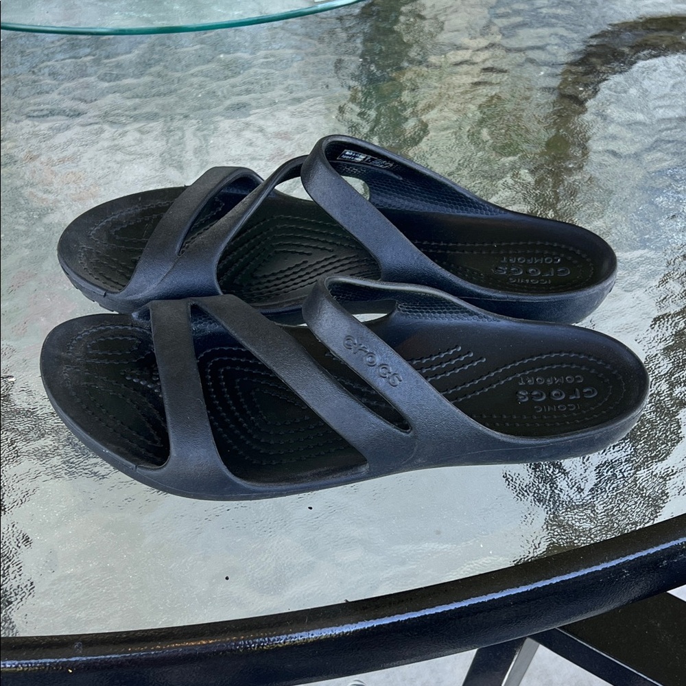 CROCS Black Kadee II Women's Slide Sandals with Crisscross Straps
